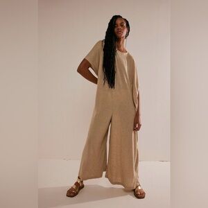 Free People Relaxed Tan Jumpsuit
